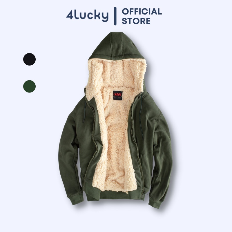 Áo khoác nỉ nam nữ form rộng lót lông 231 - 4Lucky - chất nỉ cotton mềm mại, lông cừu dày dặn siêu ấm có túi trong