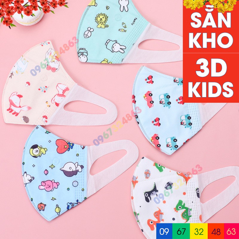 Khẩu trang cho bé 3D KIDS công nghệ Nhật Bản hoạt tiết dễ thương