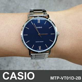 Đồng hồ nam Casio 💖FREESHIP💖Đồng hồ CASIO Nam MTP-VT01D-2BUDF mặt xanh dây kim loại