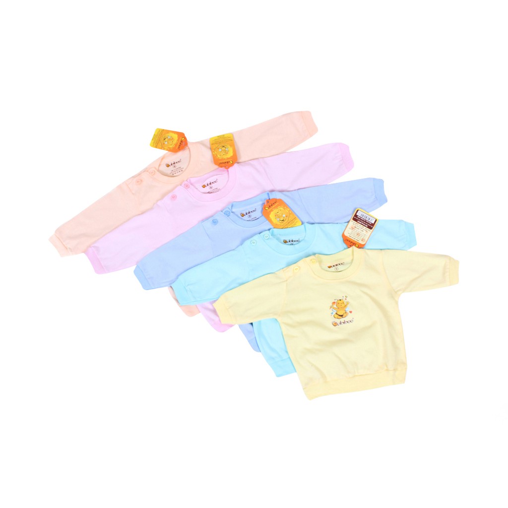 Áo màu bo dài tay cài nút vai Babiboo 6-18th BB36