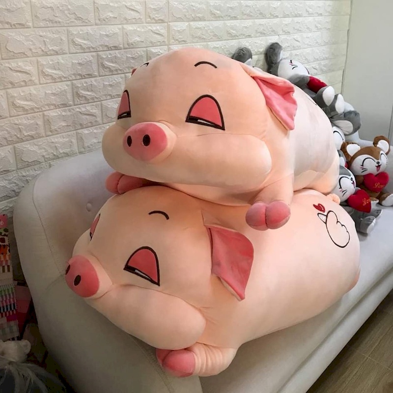 Gấu Bông Heo Hồng Mắt Híp siêu xinh, Thú nhồi bông Lợn Lim Dim Đáng Yêu