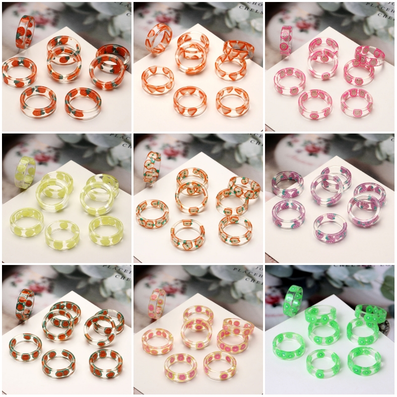 Nhẫn resin hình trái cây làm thủ công thời trang Hàn Quốc Diy cho nữ