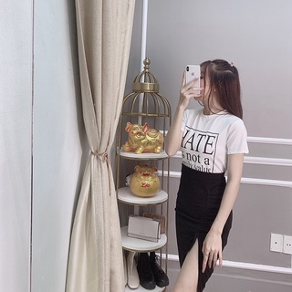 Set áo thun chân váy dài xẻ tà rút dây, set bộ nữ đi chơi sang chảnh