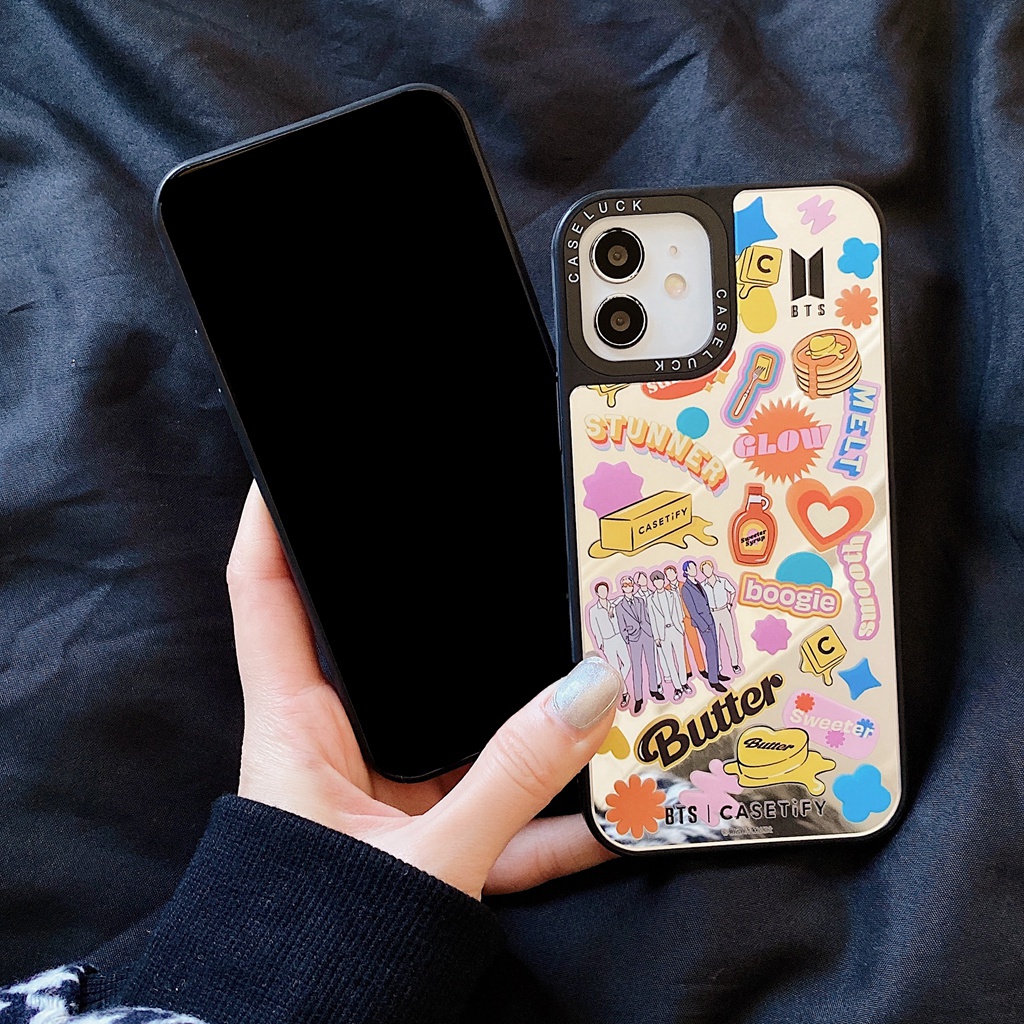 Ốp iPhone 13 12 11 pro max 6s 6 7 8 plus se2020 xr xs max Điện Thoại Cứng Kèm Gương Hình BTS Cho