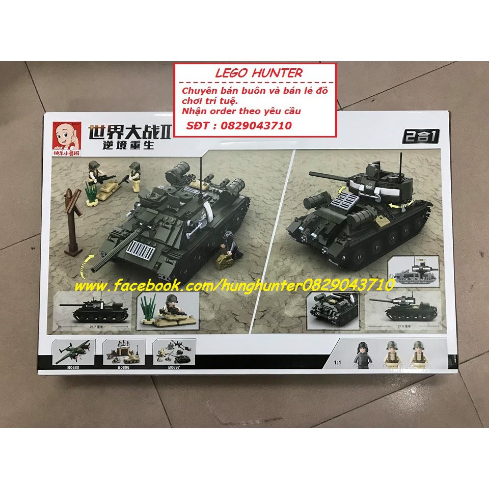 Lego Army WWII Sluban 2 in 1 Xe Tank huyền thoại T 34 / 85 của Hồng Quân Liên Xô