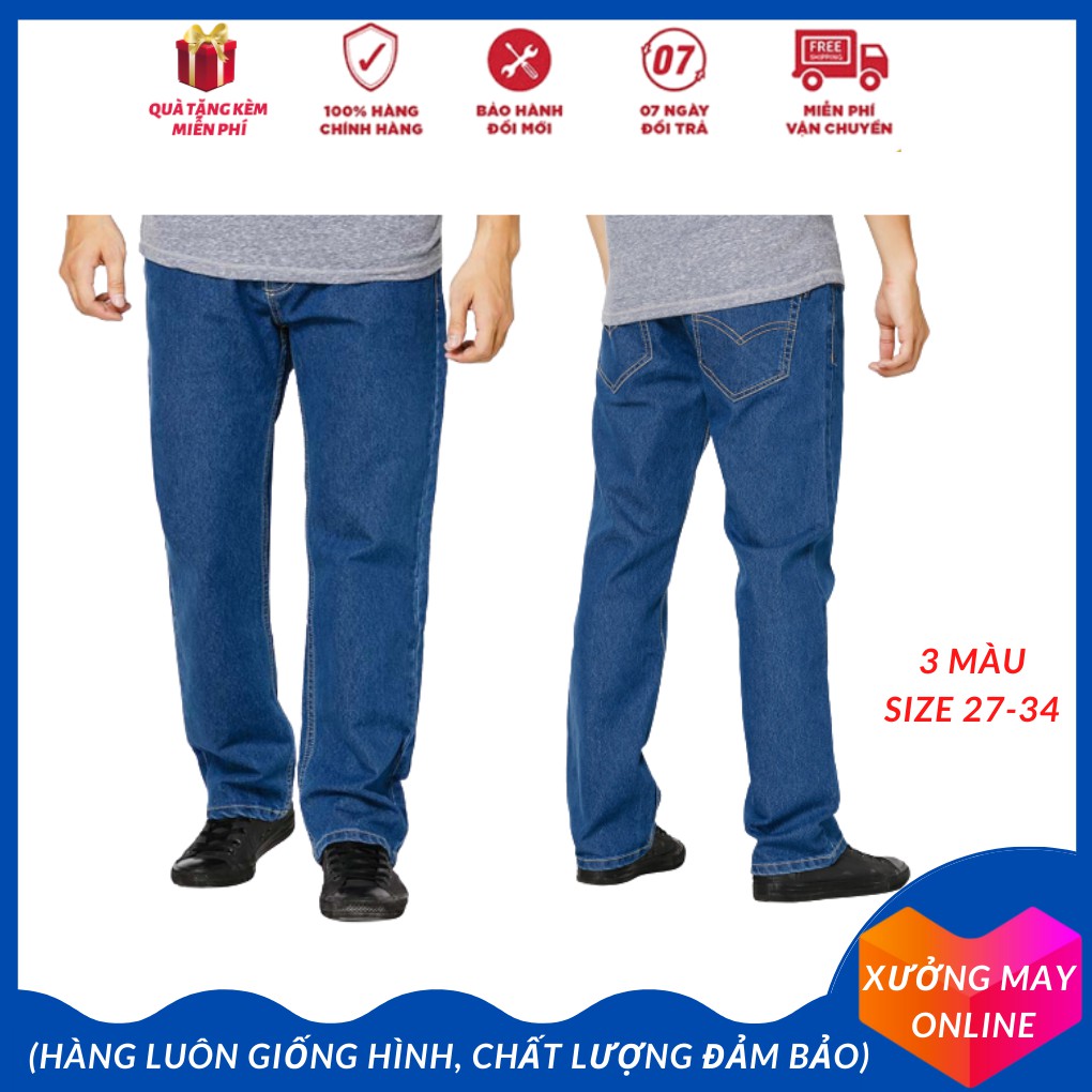 Quần bò nam wash trơn vải tối màu sang trọng, thời trang quần jean trung niên chất vải cứng không co dãn-XM025