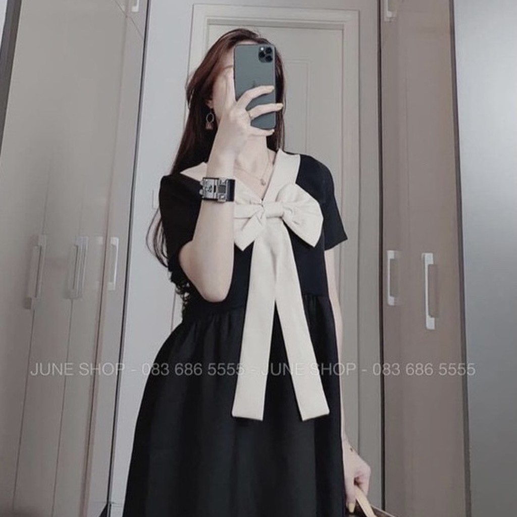 Váy Bầu Đầm Bầu Babydoll Nơ Ngực Mùa Hè Ngắn Tay Công Sở Đi Chơi Đi Tiệc HD2616 Honey Mommy