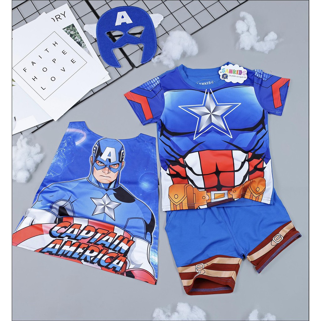 Đồ bộ siêu nhân Captain cơ bắp LV4 quà tặng cực chất cho bé