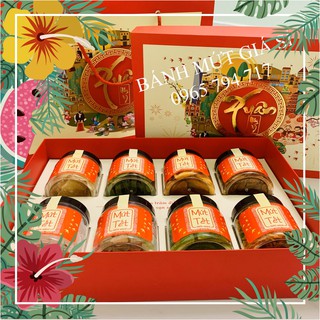 [GIÁ SỐC] COMBO HỘP MỨT TẾT 8 HỦ KÈM TÚI SANG TRỌNG-  MIX 8 VỊ THƠM NGON, THÍCH HỘP BIẾU, LÀM QUÀ