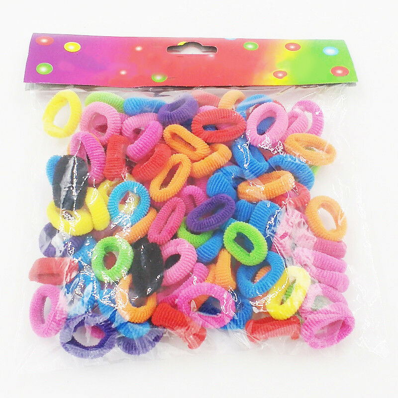 【hoan nghênh】Set 100 Dây Cột Tóc Co Giãn Nhiều Màu Cho Bé Gái