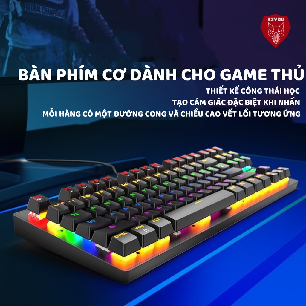 Bàn phím cơ gaming ZIYOU K2 PRO LED RGB 10 Chế Độ , Chơi Game Dùng Văn Phòng,Phù hợp Với Máy Tính,Laptop,PC