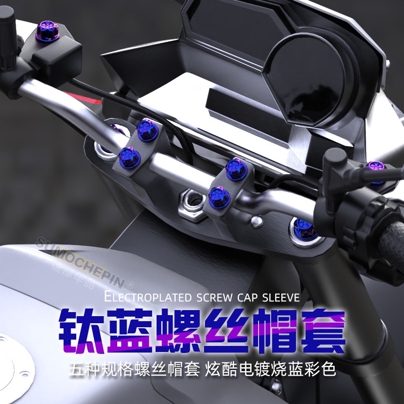 Set 30 Ốc Vít Titan Màu Xanh Dương Trang Trí Vỏ Xe Mô Tô