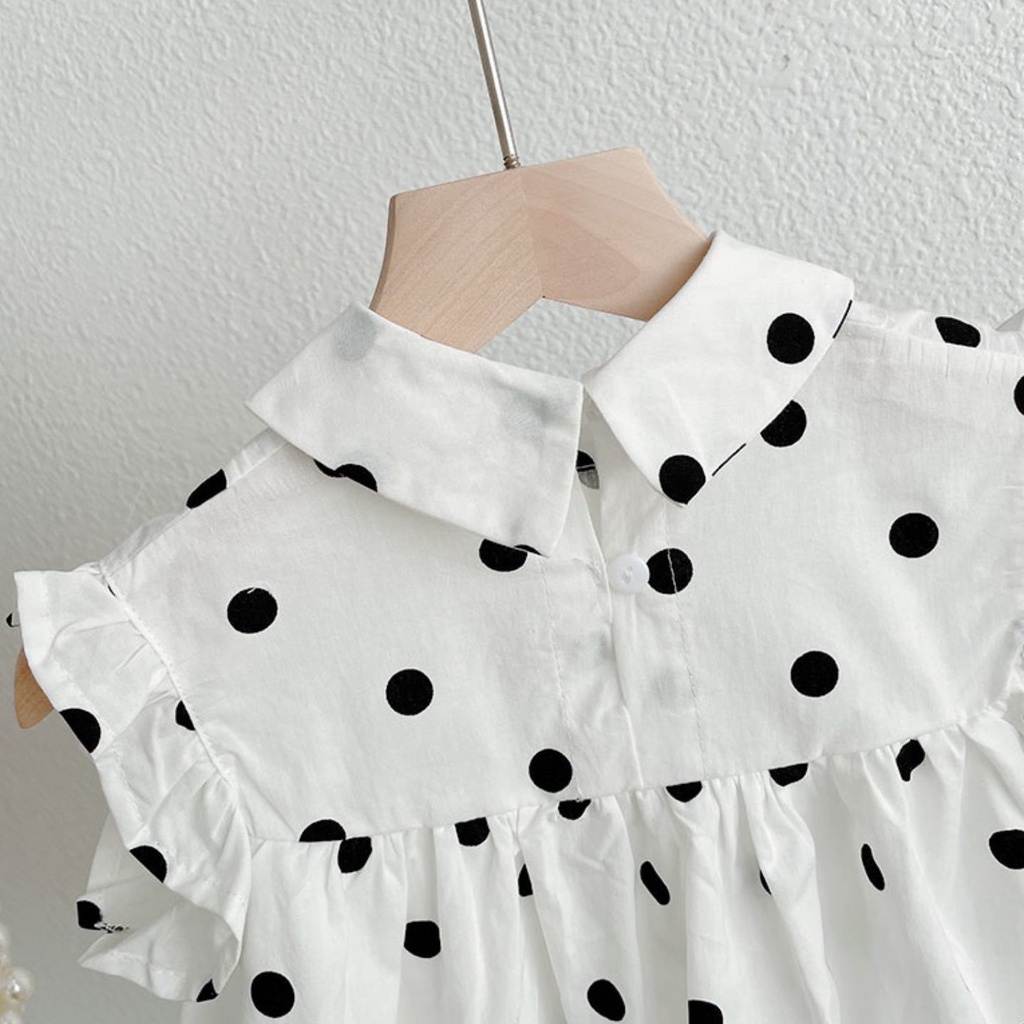 Đầm Dáng Rộng Họa Tiết Chấm Bi Thời Trang Mùa Hè Hàn Quốc Mới Cho Bé Gái