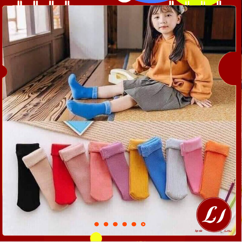 Set Tất LÓT LÔNG trẻ em dày dặn, giữ ấm chân cho bé từ 3-7 tuổi