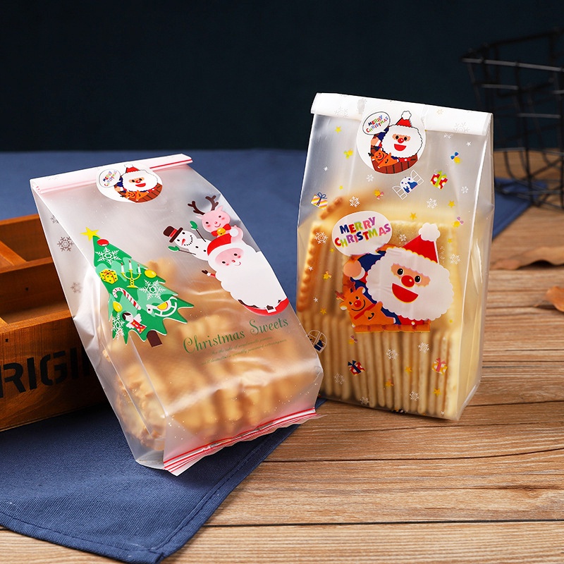 Set 50 Túi Đựng Bánh Kẹo Chủ Đề Giáng Sinh Dễ Thương