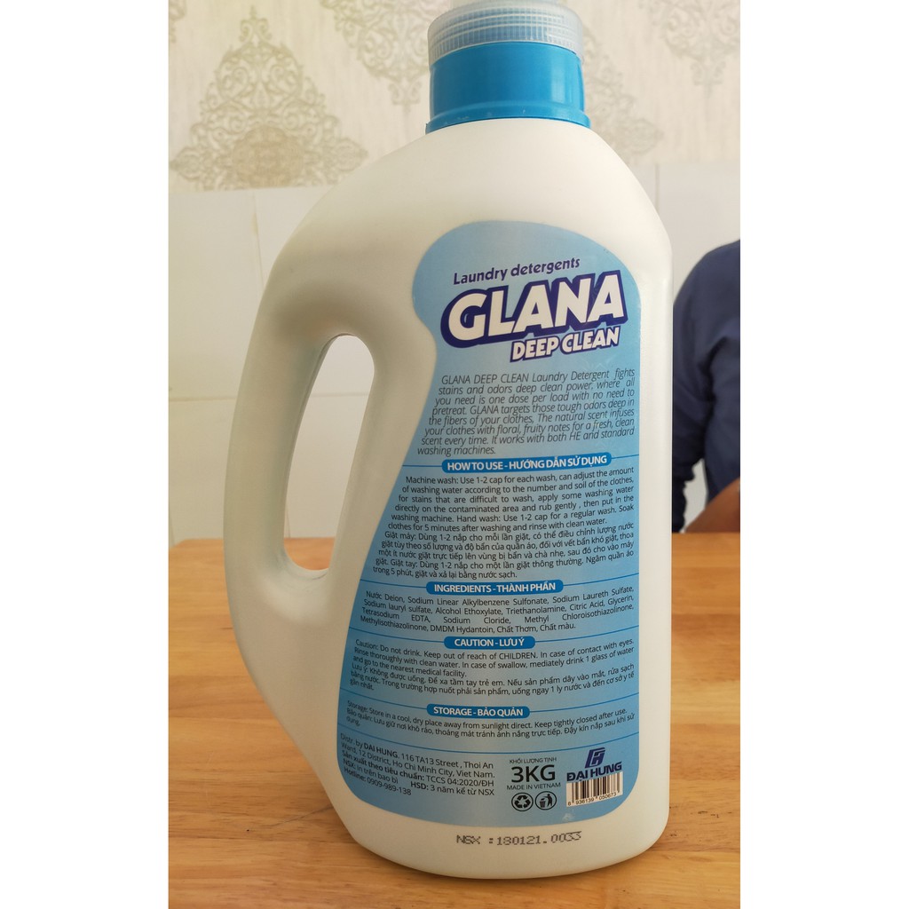 Nước giặt xả GLANA 3L - Nước giặt quần áo Organic