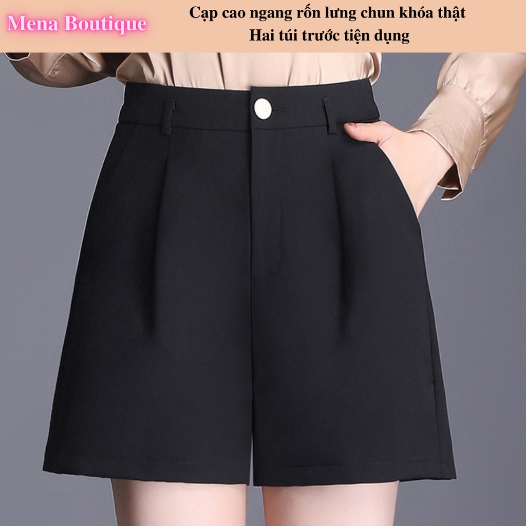 Quần Đùi Bigsize Nữ MENA Boutique  Cạp Chun Lưng Cao Khóa Thật Dáng Ngắn Chất Liệu Tuyết Mưa M239
