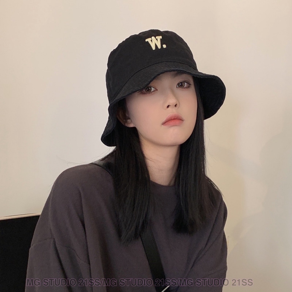 Mũ vành Mg STUDIO thêu chữ w thời trang xinh xắn cho nữ