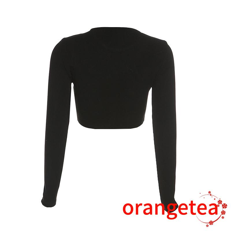 Áo croptop tay dài màu sắc trẻ trung quyến rũ cho nữ