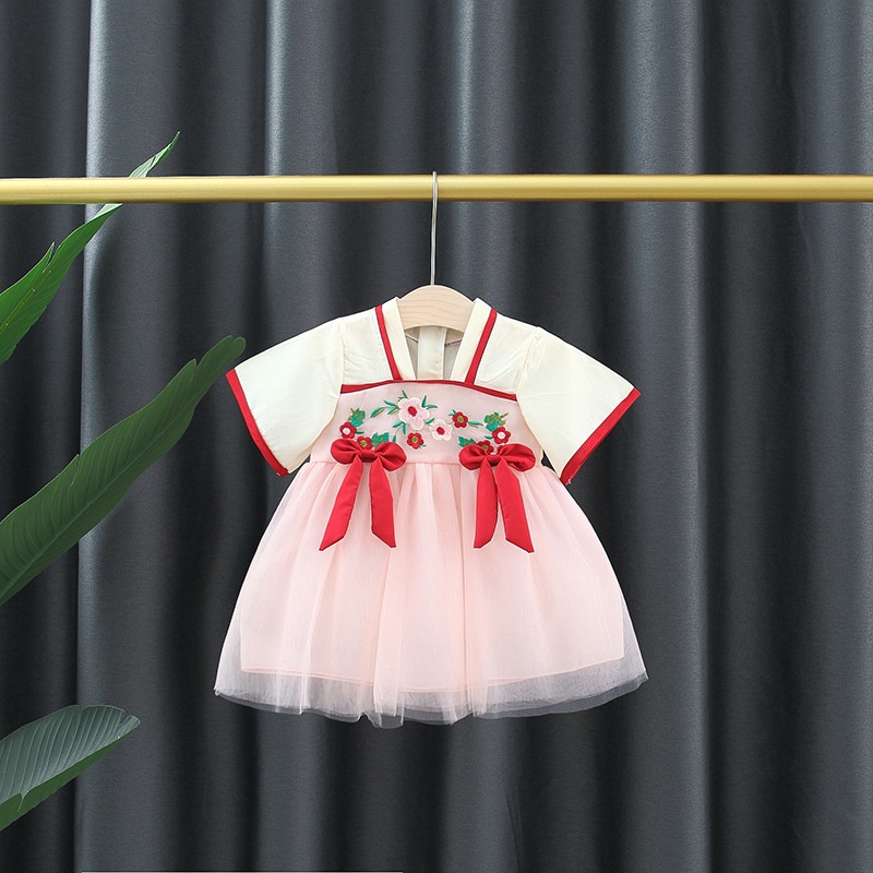 Đầm Hán Phục Thêu Hoa Chất Liệu Chiffon Thời Trang Mùa Hè Cho Bé Gái 2023