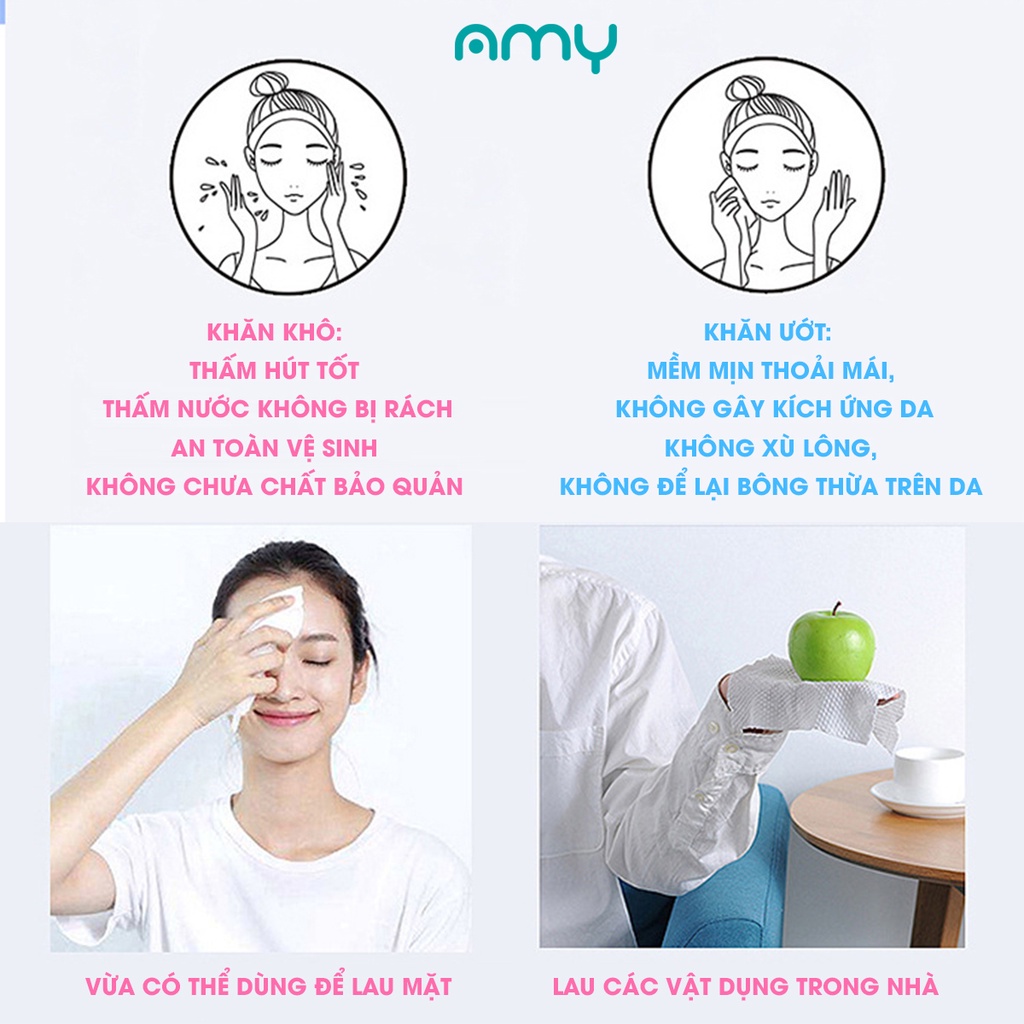 Combo 10 khăn giấy rút Amy gói 80 tờ mềm mại dẻo dai, chất liệu thiên nhiên, an toàn cho làn da