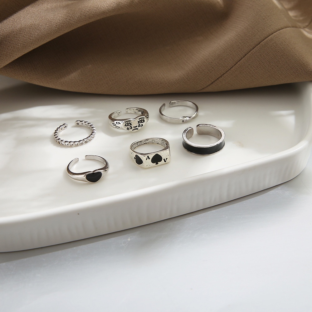 Set 6 Nhẫn Đeo Tay Kim Loại Phong Cách Retro Cho Nữ