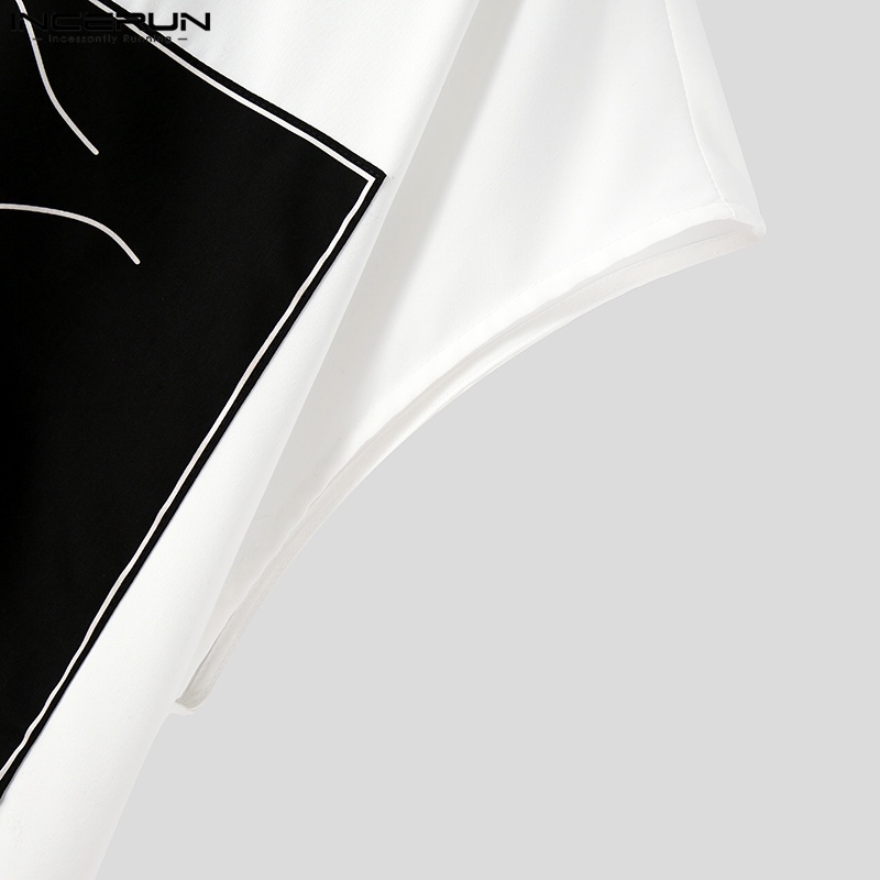 Set trang phục INCERUN áo thun tay ngắn và quần dài phong cách hồi giáo thời trang dành cho nam