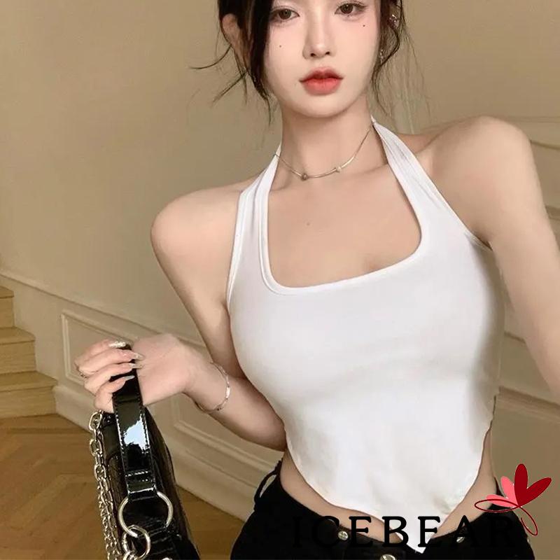 Áo Lửng Hai Dây Cổ Yếm Hở Lưng Màu Sắc Trơn Thời Trang Cho Nữ