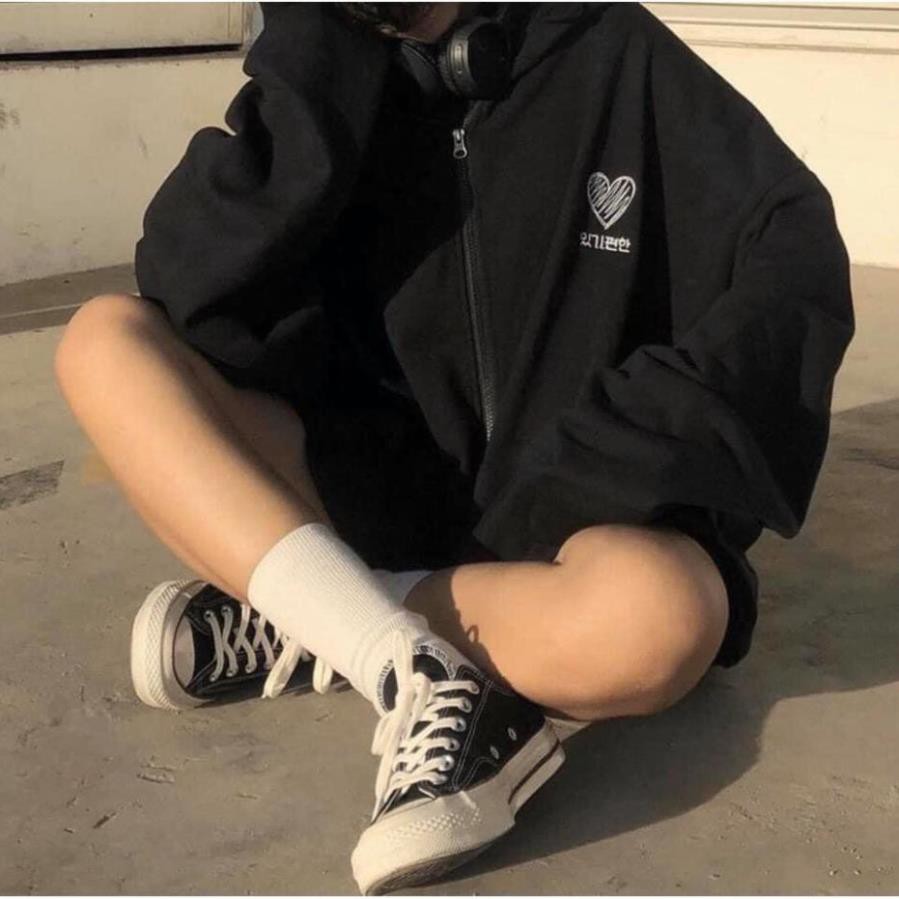 Áo khoác unisex form rộng Nỉ Hàn Quốc Heart nam nữ siêu phẩm của năm bao đẹp