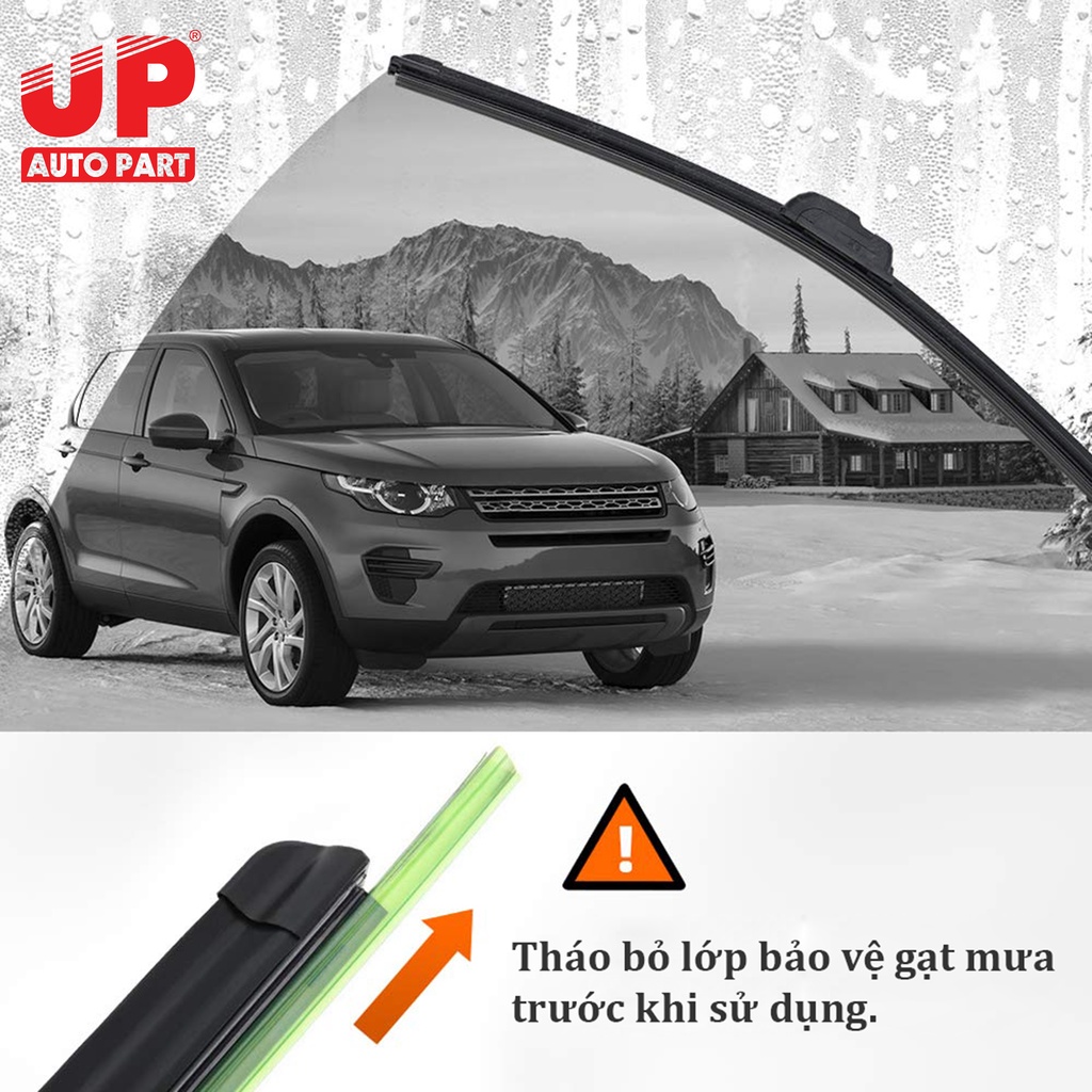 Gạt mưa Silicone UP gọng mềm nhiều SIZE cho các dòng xe phổ biến tại Việt Nam