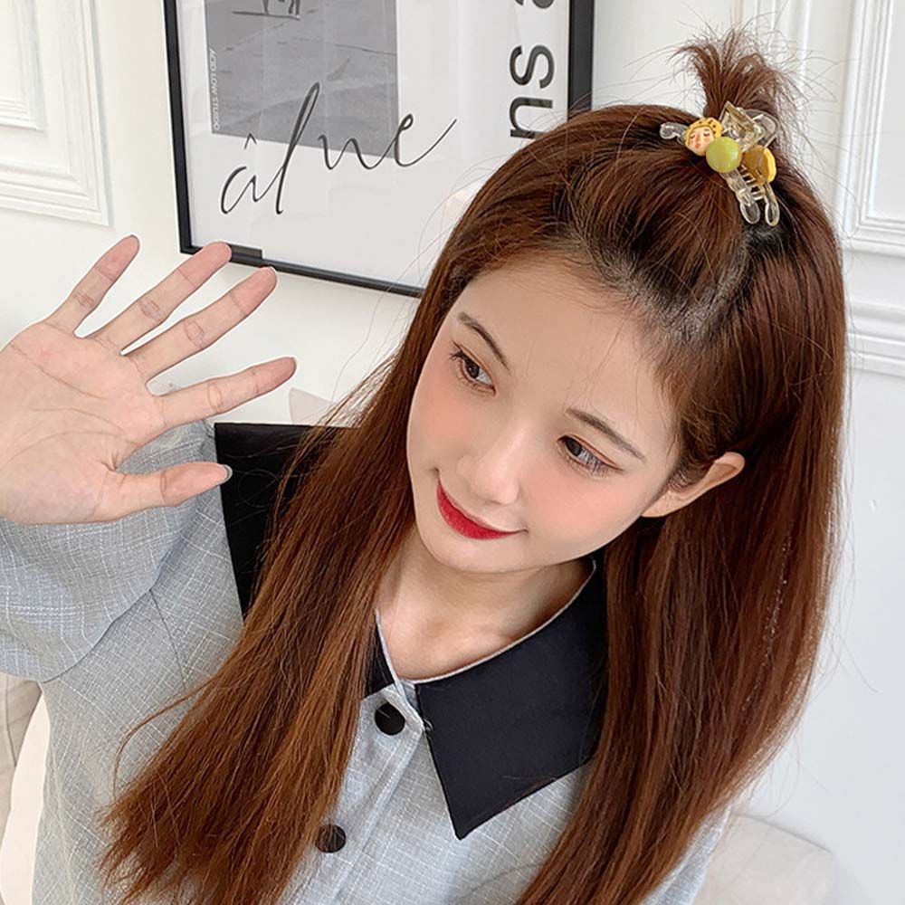 Kẹp Tóc Acrylic Trong Suốt Họa Tiết Hoạt Hình Phong Cách Hàn Quốc Dễ Thương Cho Nữ