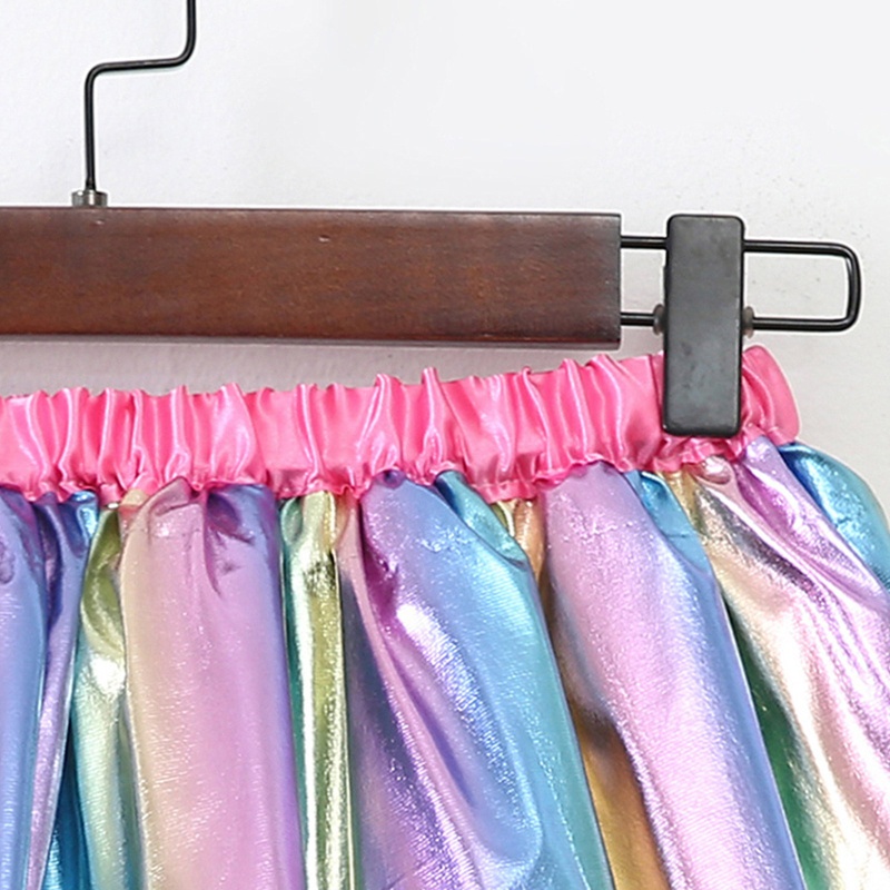 Haha Đầm Múa Ba Lê Nhiều Lớp Màu Cầu Vồng Ánh Kim Lấp Lánh Cho Bé Gái