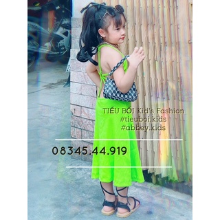 Váy [ Đầm ] đan dây lưng dáng maxi cho bé gái
