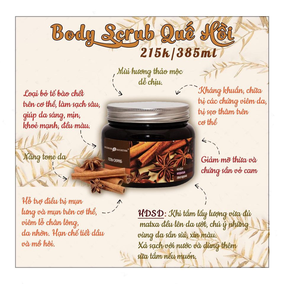Tẩy da chết body quế hồi cà phê