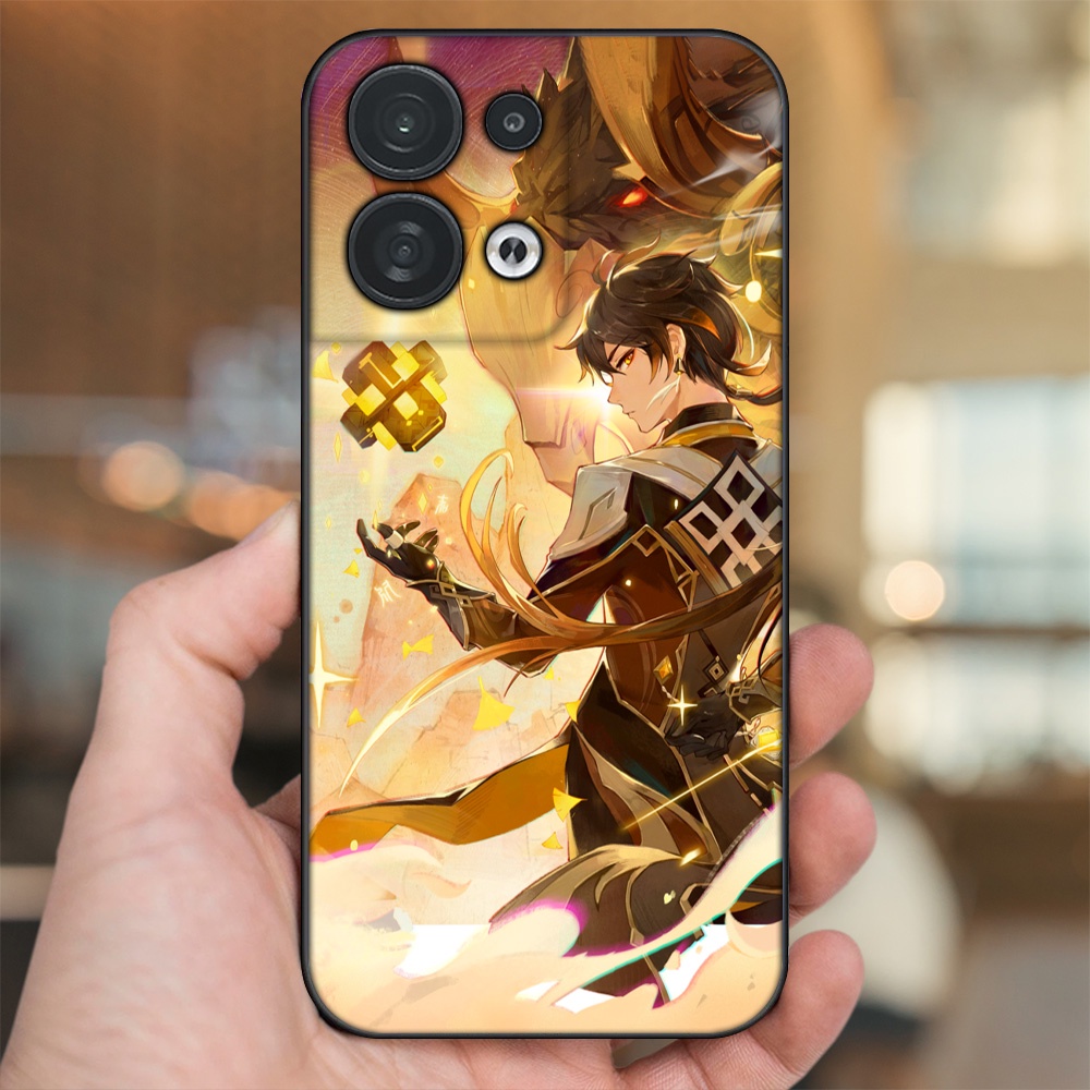 Ốp lưng Oppo Reno 8 5G viền đen in hình Zhongli Genshin Impact