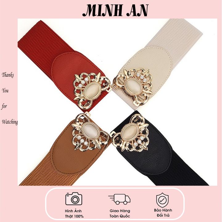 Đai Váy Da Thun Mặt Hoa Nhiều Màu Phối Đầm, Vest Cá Tính Bản To