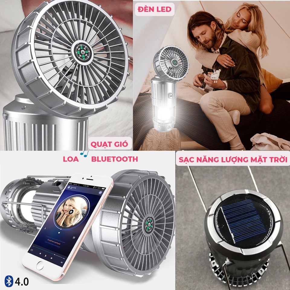 QUẠT GIÓ - ĐÈN LED - LOA BLUETOOTH NĂNG LƯỢNG MẶT TRỜI CAO CẤP