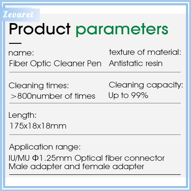 Bút Vệ Sinh Sợi Quang Zevaret Đầu Nối 1.25mm LC/MU