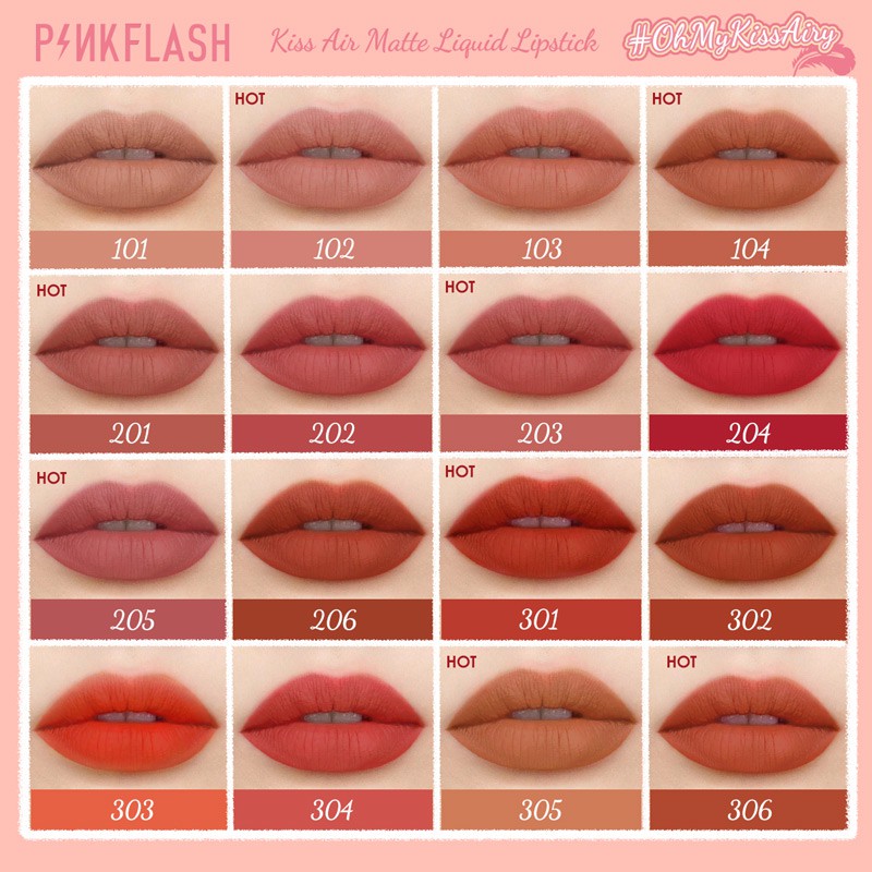 Son kem lì Pinkflash dòng Kiss Air 24g chống thấm nước 16 tông màu hai công dụng cho môi và má