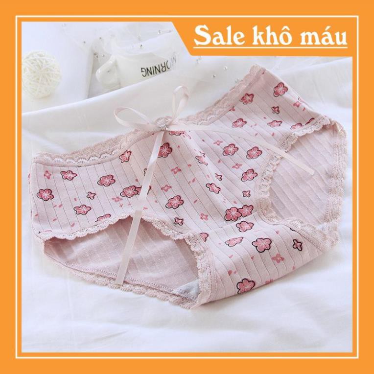 [FreeShip – Sale khô máu] SIZE XL 70KG - Quần lót nữ, quần lót cotton siêu co giãn hoa anh đào 5 hoạt tiết QC125