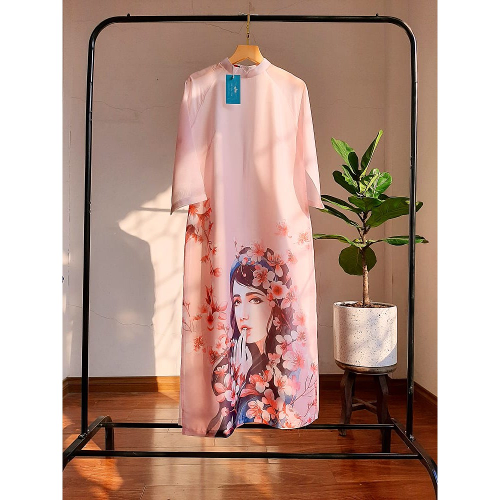 Áo Dài Cách Tân VinTage Cô Gái Hồng( Gồm Áo + Quần) | BigBuy360 - bigbuy360.vn