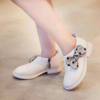 (HÀNG SẴN)Giày Boost nơ cổ ngắn  cho bé gái Bốt nơ khóa kéo bé gái