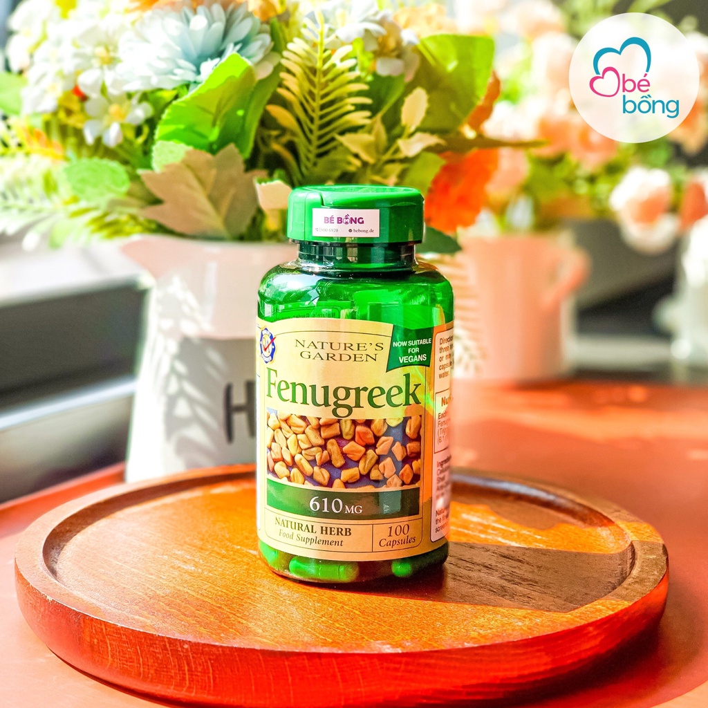 Cỏ lợi sữa Fenugreek Nature's Garden Anh 100 viên