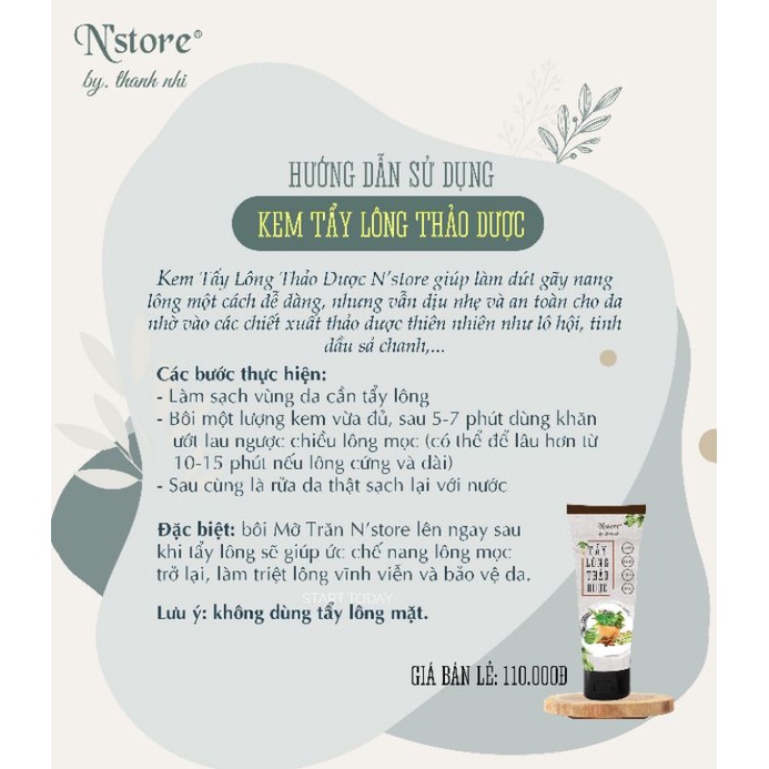 [CHÍNH Hãng] Kem Tẩy Lông Thảo Dược, Kem Tẩy Lông N'Store, Triệt Lông Vĩnh Viễn | BigBuy360 - bigbuy360.vn