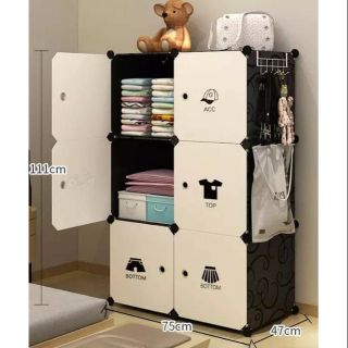 Tủ nhựa- tủ quần áo- tủ  nhựa ghép 6 ô  để quần áo đa năng. Tặng kèm 1 treo đồ