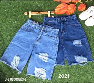 Quần xooc bò rách gối -L