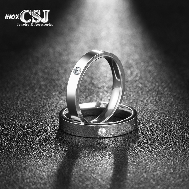 01 nhẫn inox cao cấp đính đá đẹp, không đen - tặng hộp đựng xinh xắn