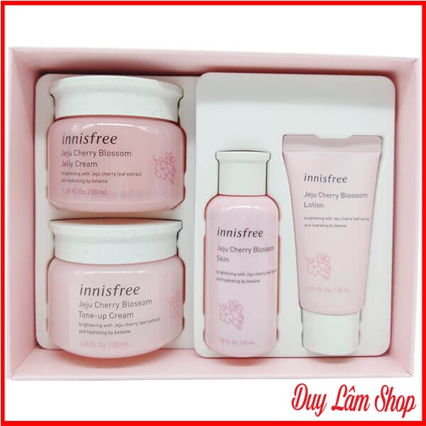 Bộ Innisfree Jeju Cherry Blossom 4in1 dưỡng ẩm và nâng tông sáng da