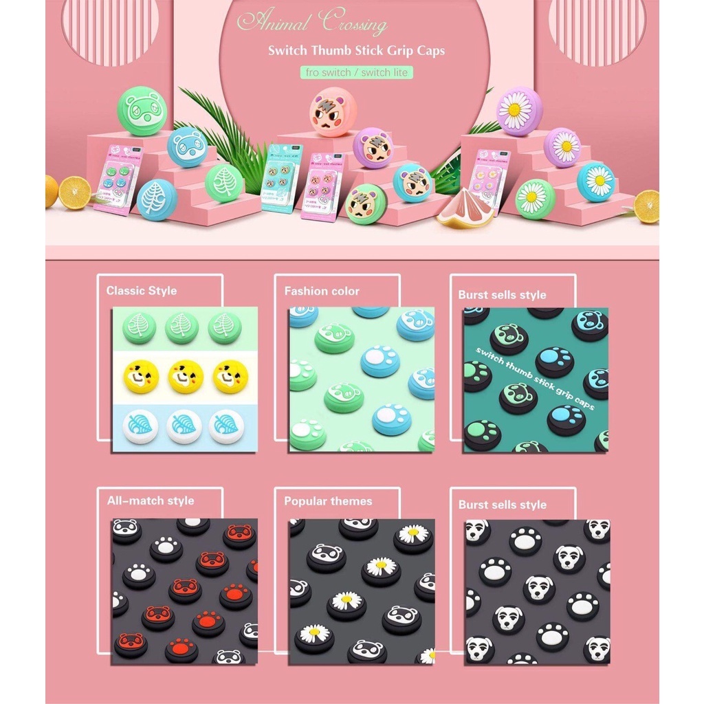 Set 4 Núm Bọc Analog Cho Tay Cầm Nintendo Switch Oled / v2 / Switch Lite Phiên Bản Animal Crossing