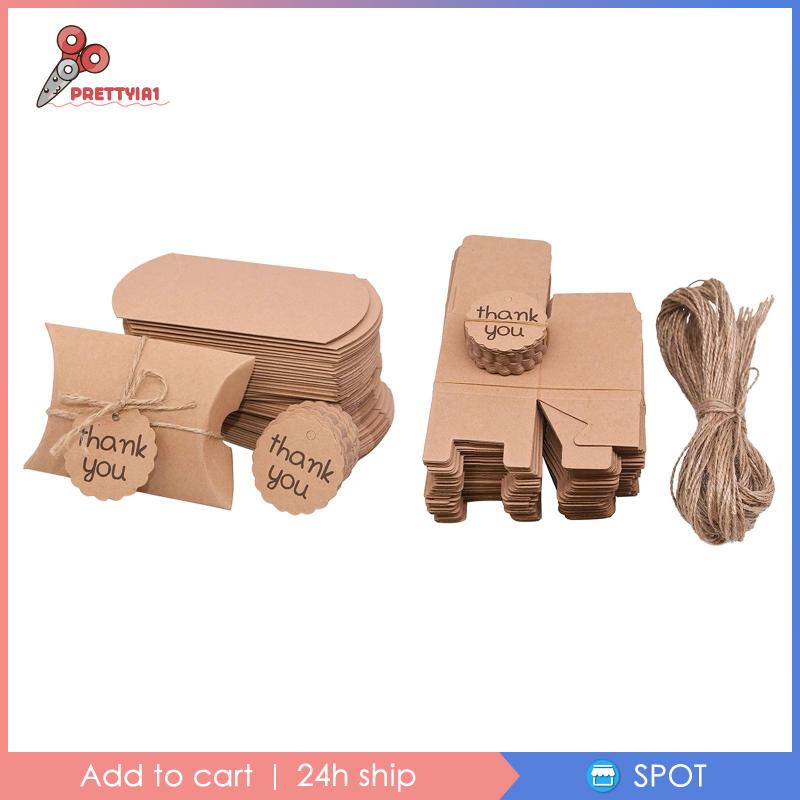 [Prettyia1] Hộp Giấy Kraft Đựng Kẹo Quà Tặng Sinh Nhật Đám Cưới Hình Gối